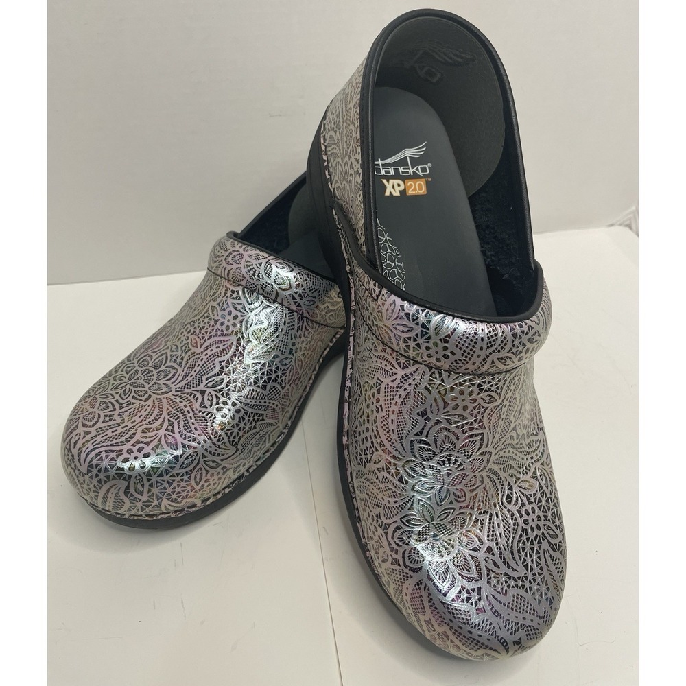 Dansko Pro XP 2.0 Lacy Iridescent Floral Nurse Shoe Clog Woman's EU 40 US 9.5-10